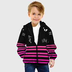 Куртка с капюшоном детская Lil Peep розовые полосы, цвет: 3D-черный — фото 2