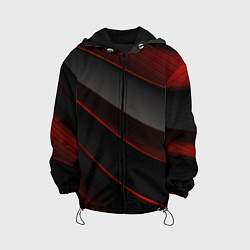 Куртка с капюшоном детская Красная абстракция с черными линиями, цвет: 3D-черный