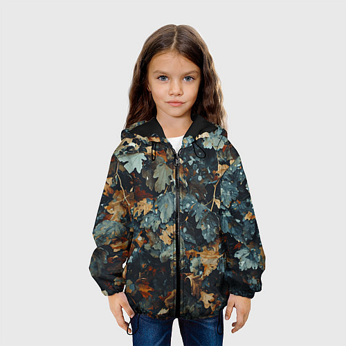 Детская куртка Реалистичный камуфляж из сухих листьев / 3D-Черный – фото 3