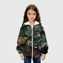 Куртка с капюшоном детская Реалистичный камуфляж из листьев, цвет: 3D-белый — фото 2