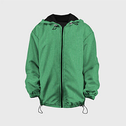 Куртка с капюшоном детская Нефритовый зелёный в полоску, цвет: 3D-черный