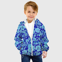 Куртка с капюшоном детская Узоры гжель на темно синем фоне, цвет: 3D-белый — фото 2
