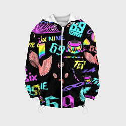 Куртка с капюшоном детская 6ix9ine logo rap bend, цвет: 3D-белый