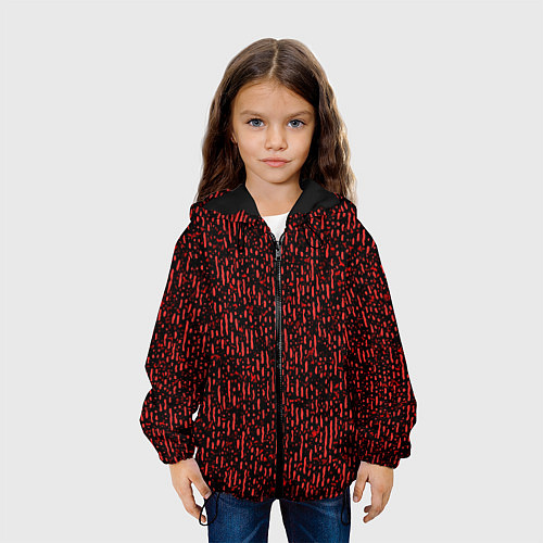 Детская куртка Абстрактный полосатый красный / 3D-Черный – фото 3