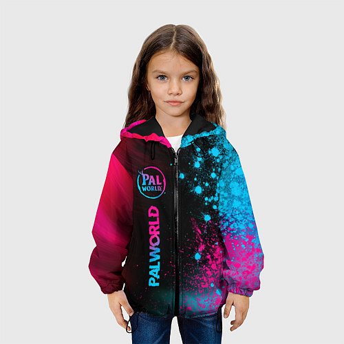 Детская куртка Palworld - neon gradient по-вертикали / 3D-Черный – фото 3