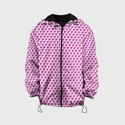 Куртка с капюшоном детская Паттерн сердечки на розовом фоне, цвет: 3D-черный