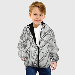 Куртка с капюшоном детская Монохромные завитки, цвет: 3D-черный — фото 2