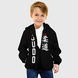 Куртка с капюшоном детская Борьба дзюдо с иероглифом, цвет: 3D-черный — фото 2