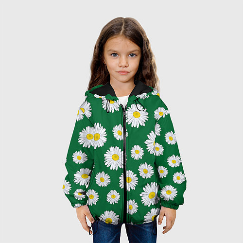 Детская куртка Ромашки поле из цветов / 3D-Черный – фото 3