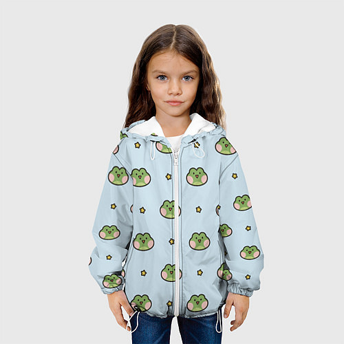 Детская куртка Паттерн с лягушками / 3D-Белый – фото 3