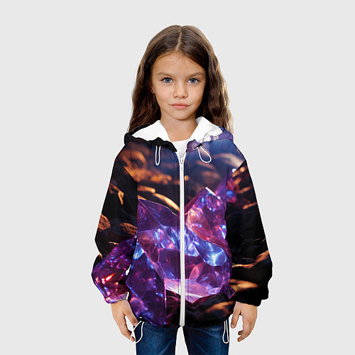 Детская куртка Фиолетовые комические камни / 3D-Белый – фото 3