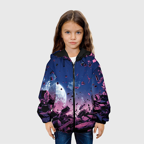 Детская куртка Абстрактные частицы в космосе / 3D-Черный – фото 3
