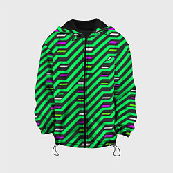 Куртка с капюшоном детская Киберпанк узор зелёный и чёрный, цвет: 3D-черный