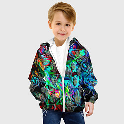 Куртка с капюшоном детская Слоники в орнаменте, цвет: 3D-белый — фото 2