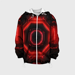 Куртка с капюшоном детская Nvidia style black and red neon, цвет: 3D-белый