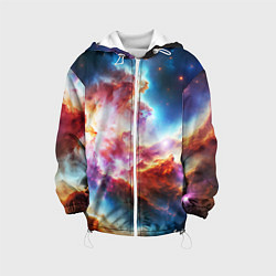 Куртка с капюшоном детская The cosmic nebula, цвет: 3D-белый