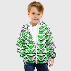 Куртка с капюшоном детская Бело-зелёный узор, цвет: 3D-белый — фото 2