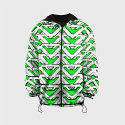 Куртка с капюшоном детская Бело-зелёный узор, цвет: 3D-черный