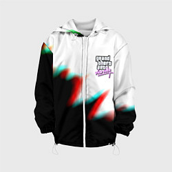 Куртка с капюшоном детская GTA glitch текстура вайсити, цвет: 3D-белый