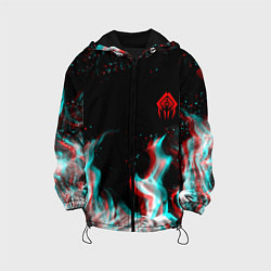 Куртка с капюшоном детская Warframe огонь глитч, цвет: 3D-черный