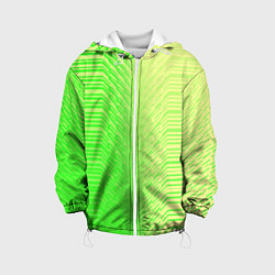 Куртка с капюшоном детская Зелёные градиентные линии, цвет: 3D-белый