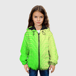Куртка с капюшоном детская Зелёные градиентные линии, цвет: 3D-черный — фото 2