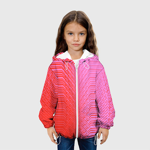 Детская куртка Красные градиентные линии / 3D-Белый – фото 3