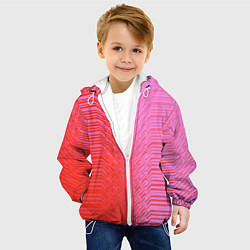 Куртка с капюшоном детская Красные градиентные линии, цвет: 3D-белый — фото 2