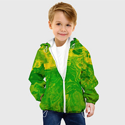 Куртка с капюшоном детская Зеленые подтеки, цвет: 3D-белый — фото 2