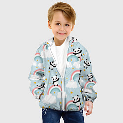 Куртка с капюшоном детская Панда на радуге, цвет: 3D-белый — фото 2