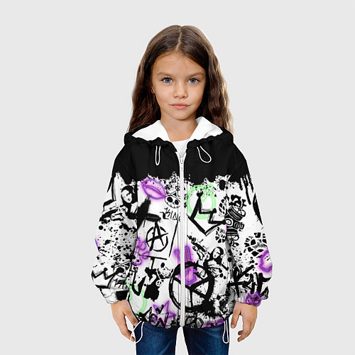 Детская куртка Анархия от Мона Лизы в граффити и неоне / 3D-Белый – фото 3