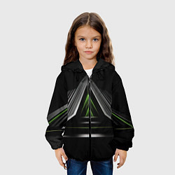 Куртка с капюшоном детская Black green abstract nvidia style, цвет: 3D-черный — фото 2