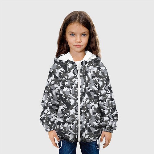 Детская куртка Пиксельный камуфляж серого цвета / 3D-Белый – фото 3