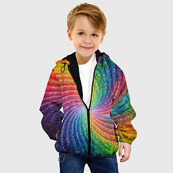 Куртка с капюшоном детская Радужные узоры яркие, цвет: 3D-черный — фото 2