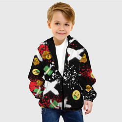 Куртка с капюшоном детская Денежные смайлики и пачки долларов с крыльями, цвет: 3D-черный — фото 2