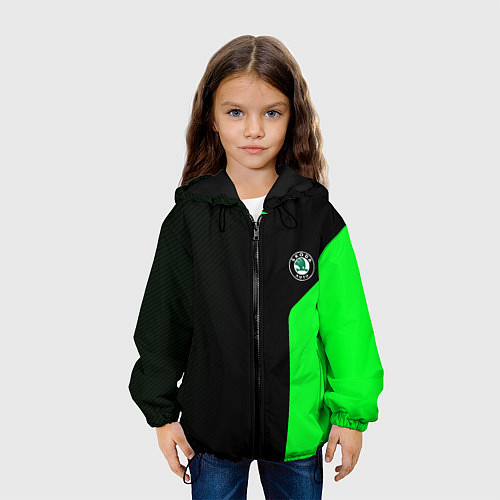 Детская куртка Skoda pattern sport green / 3D-Черный – фото 3