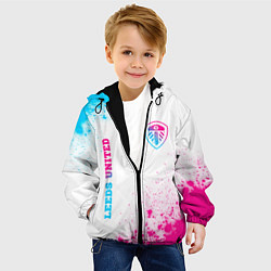 Куртка с капюшоном детская Leeds United neon gradient style вертикально, цвет: 3D-черный — фото 2