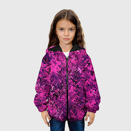 Детская куртка Абстрактная текстура тёмно-розовый / 3D-Черный – фото 3