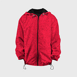 Куртка с капюшоном детская Карминово-красный текстура, цвет: 3D-черный
