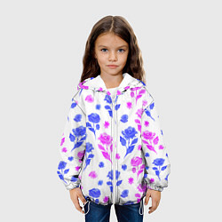 Куртка с капюшоном детская Цветочный узор из роз - паттерн, цвет: 3D-белый — фото 2