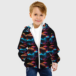 Куртка с капюшоном детская Разноцветные неоновые кубы, цвет: 3D-белый — фото 2