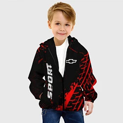 Куртка с капюшоном детская Chevrolet red sport tires, цвет: 3D-черный — фото 2