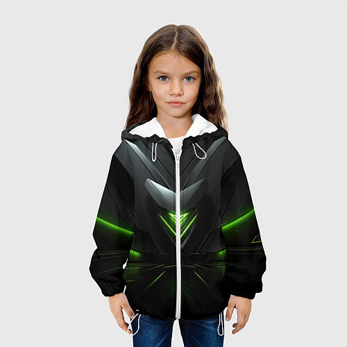 Детская куртка Яркая зеленая абстрактная конструкция в стиле nvid / 3D-Белый – фото 3