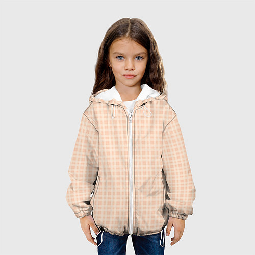 Детская куртка Светлый персиковый клетчатый / 3D-Белый – фото 3