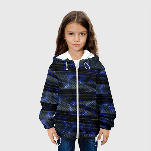 Детская куртка Темно синие карбоновые волны / 3D-Белый – фото 3