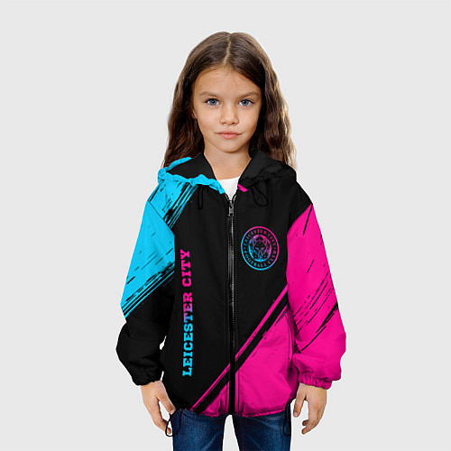 Детская куртка Leicester City - neon gradient вертикально / 3D-Черный – фото 3
