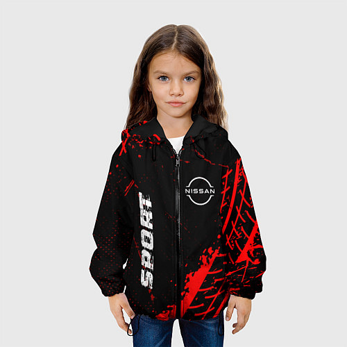 Детская куртка Nissan red sport tires / 3D-Черный – фото 3