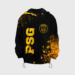 Куртка с капюшоном детская PSG - gold gradient вертикально, цвет: 3D-черный