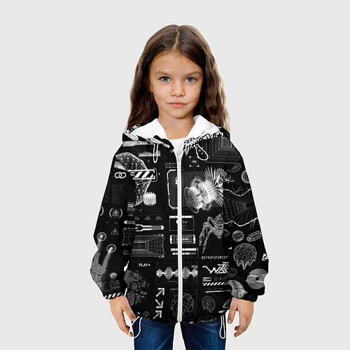 Детская куртка Паттерн киберинтерфейса / 3D-Белый – фото 3