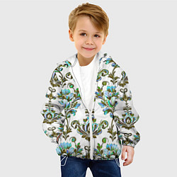 Куртка с капюшоном детская Цветочный винтажный узор, цвет: 3D-белый — фото 2